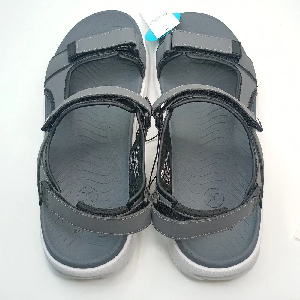 Hurley Oceanside Sport Sandals Men Size 12 Grey Black Strappy 1961927